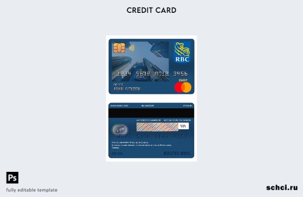 цифровая загрузка шаблона дебетовой карты Mastercard Canada Royal Bank